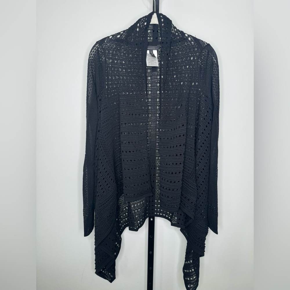 BCBGMaxazria Black Crochet Wrap‎ Cardigan - Size Small